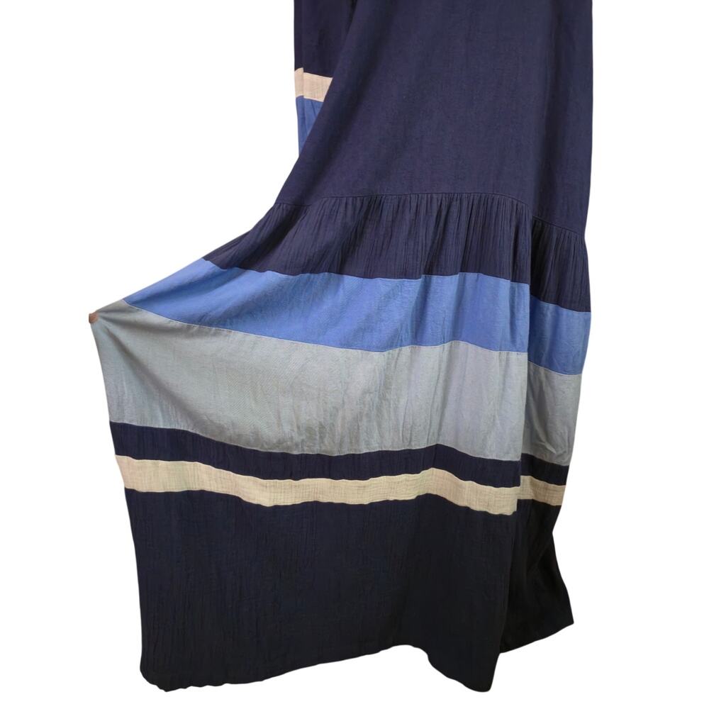 Boho Flowy Oversized Gauze Maxi Dress XL Blue Free People Free-est Manda Midi - Picture 6 of 10
